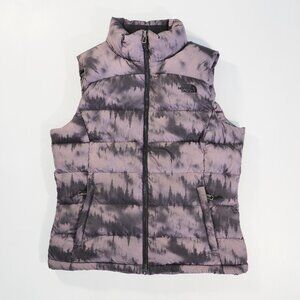 North Face Puffer Vest Womens Medium Gray 700 Goose Down Outdoor Ski Preppy Warm